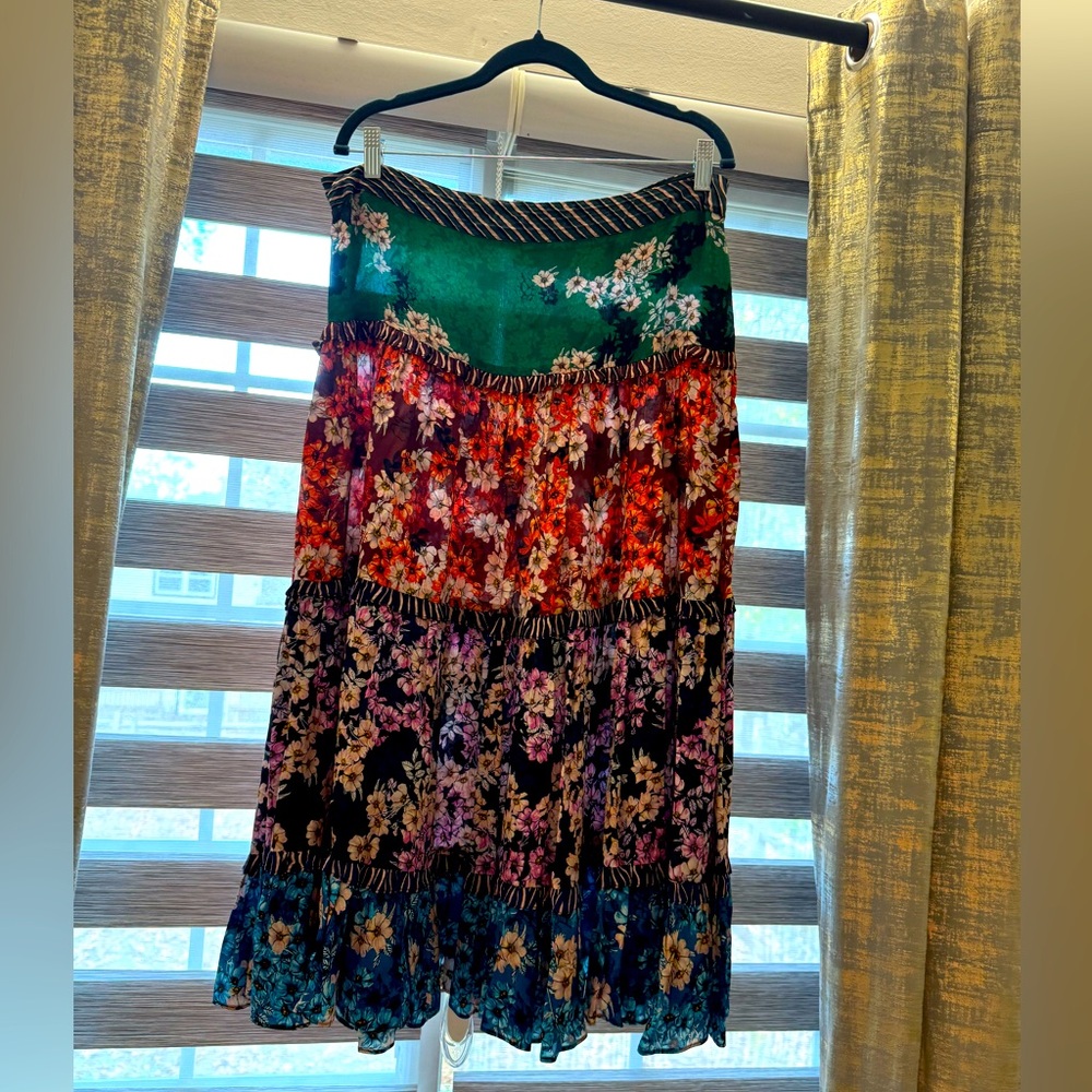 Bhanuni By Jyoti Anthropologie ANAROSA Tiered Maxi Skirt Multicolor 12